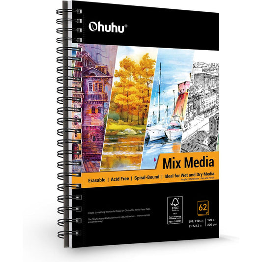 Ohuhu Spiral-Bound Mix Media Pad for Multiple Techniques